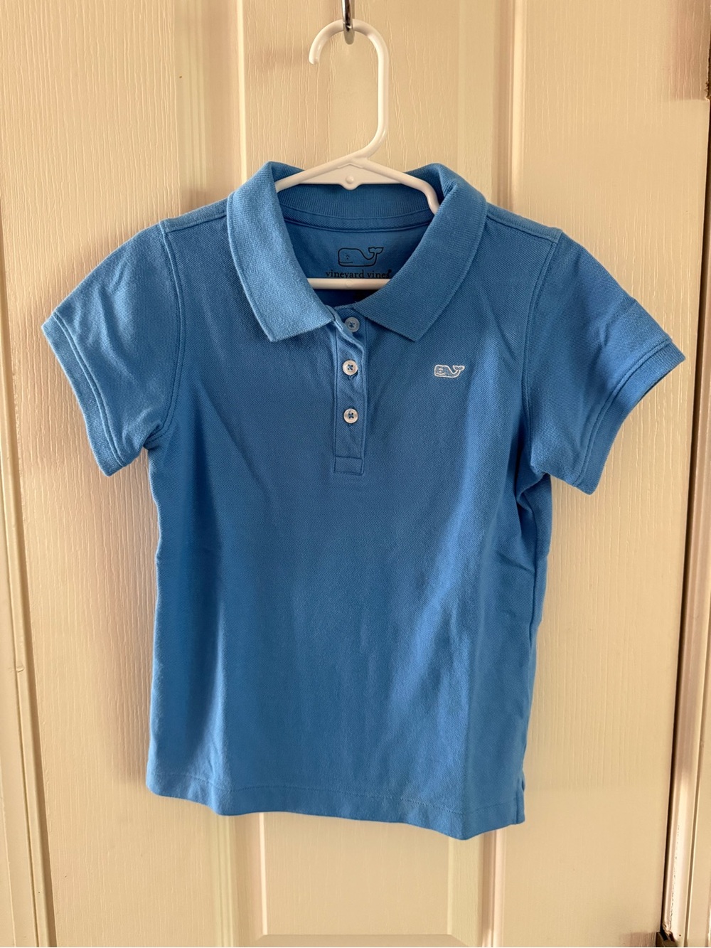 Vineyard Vines Girls' Polo in Sky Blue with Embroidered Whale Sz XS 5-6 EUC